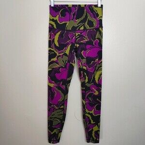 Lululemon Womens Sz 8 Wunder Under Boom Bloom Green Aurora High Waisted Leggings